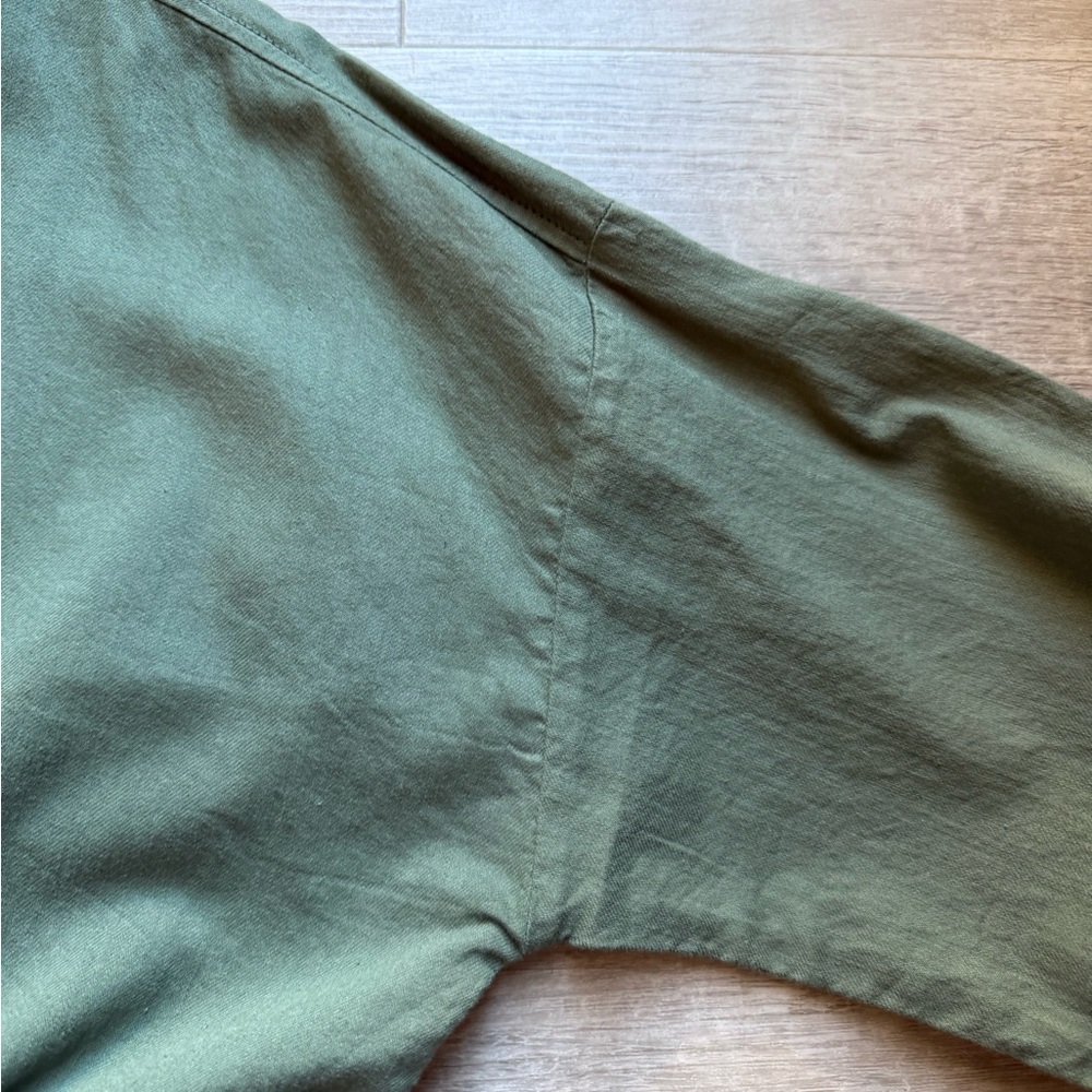 Eileen Fisher Nori Organic Cotton Twill Drawstring Jacket Size L In Olive Green - Picture 6 of 9